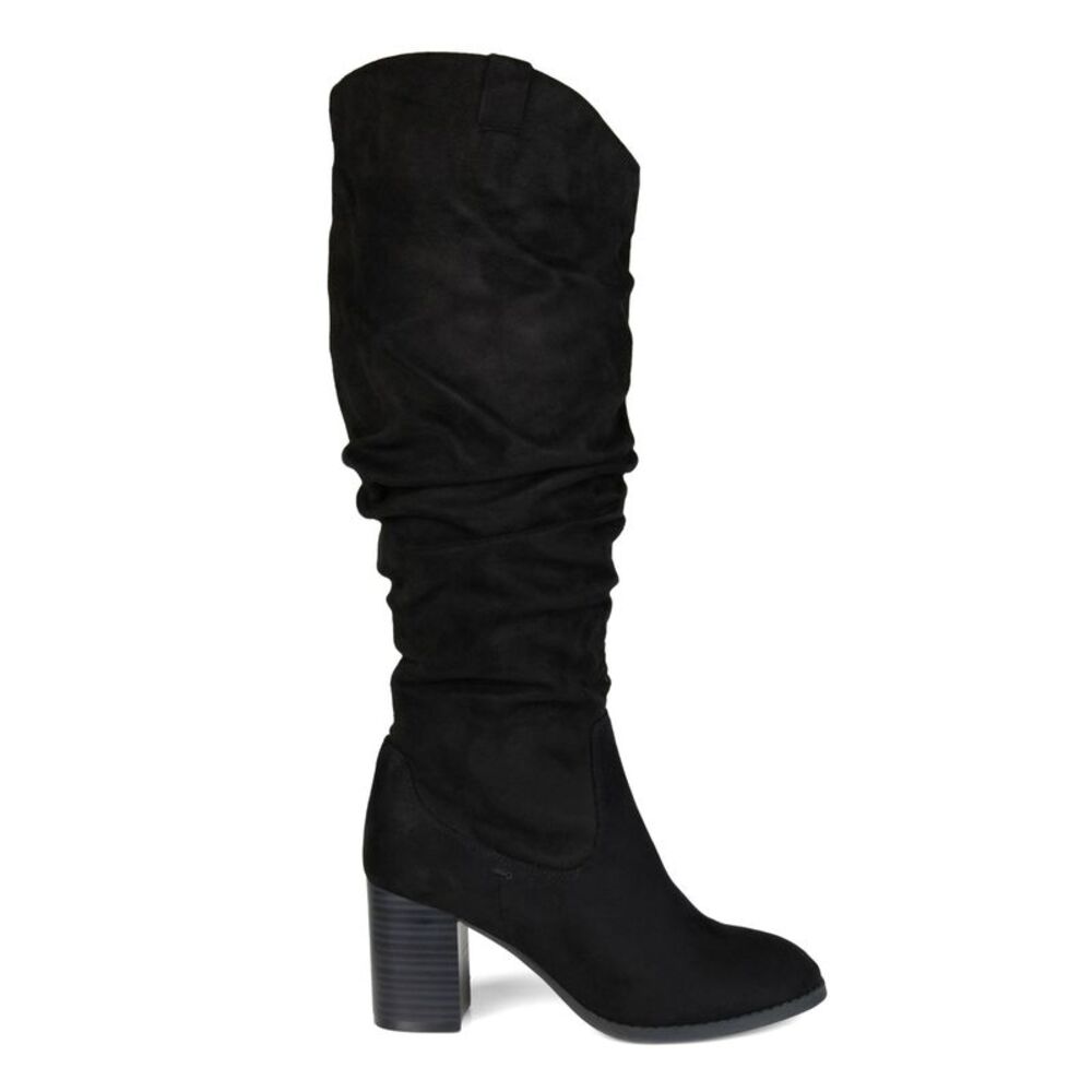 JOURNEE COLLECTION Womens Black Aneil Almond Toe Block Heel Slouch Boot 6.5